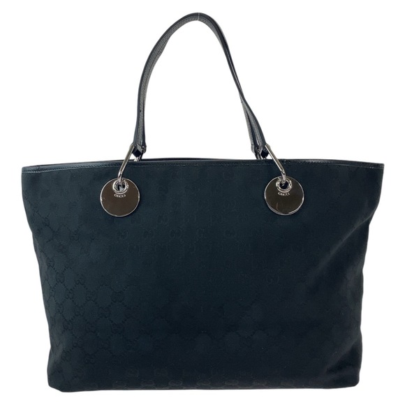Gucci Gucci Black GG Canvas Leather Tote Bag Canvas Tote Bag 120838 - Picture 2 of 10